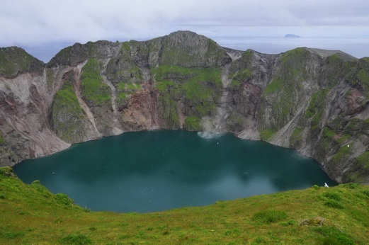 Summit crater and crater lake of Kasatochi volcano, August 6, 20